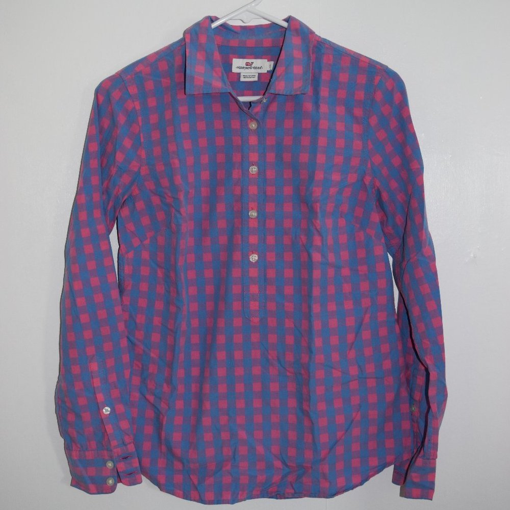 Vineyard Vines Gingham Pullover Button Down